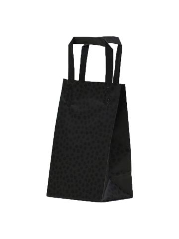 Black Mosaic, Pattern Frosted Shoppers with Handles, 5" x 3" x 8" x 3"