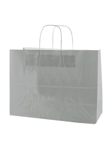 Silver, Large Gloss Paper Shoppers