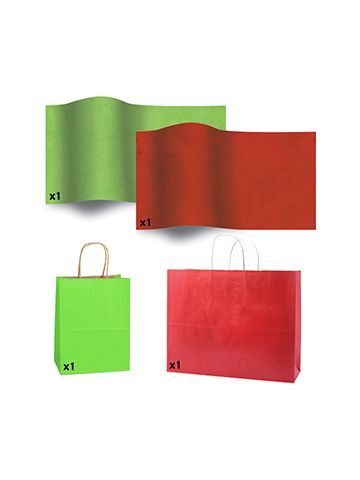 Red & Green Shadow Stripe Bags and Tissue Paper