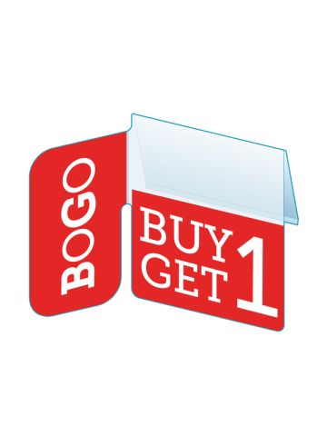 BOGO Shelf Talker with Right Angle Flag, 2.5"W x 1.25"H