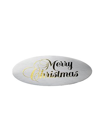 Merry Christmas - Gold on Silver, Gift Labels