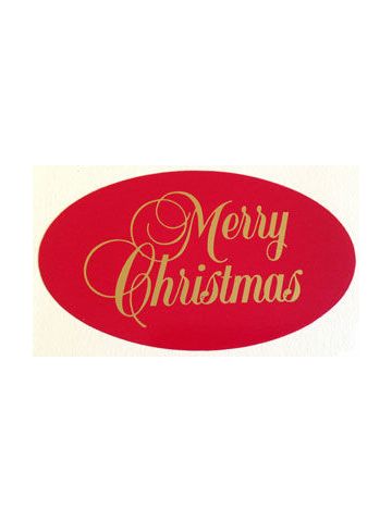 Merry Christmas - Gold on Red, Gift Labels