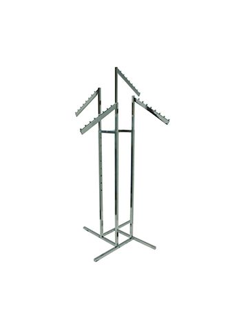 4 Arm Garment Racks, 16" Slant Arm with 8 cube stops