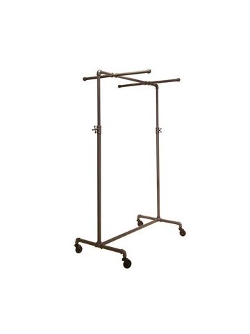 Clothing Rack with 2 Cross Bars, Adjustable, Grey