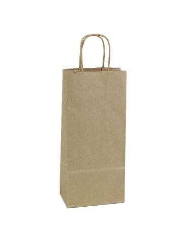 Recycled Natural Kraft Paper Shopping Bags, 5"L x 3"W x 13"H