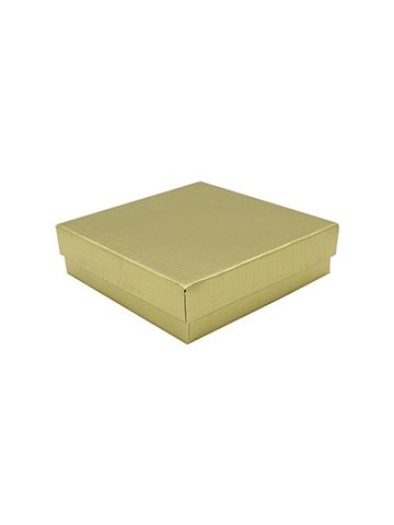 Gold Linen Jewelry Box, 3-1/2" x 3-1/2" x 1"