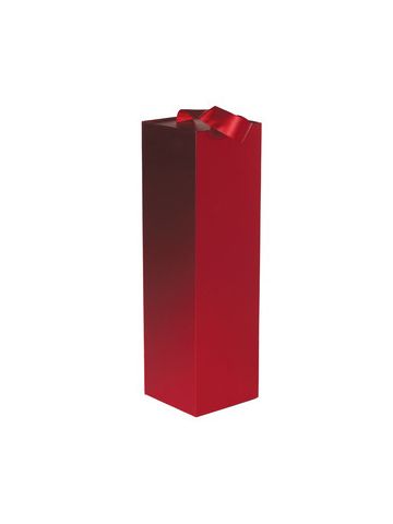 Gift Box Ribbon Handle Red Gloss, 4" x 13.5" x 4"