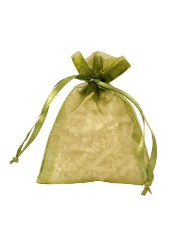 Flat Organza Bags, Olive, 3" x 4"