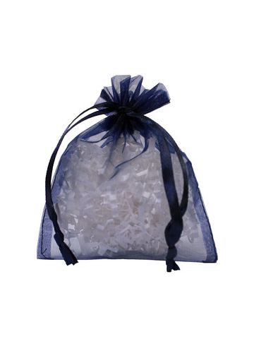 Flat Organza Bags, Navy, 4" x 5"