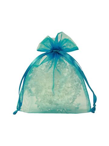 Flat Organza Bags, Turquoise, 4" x 5"