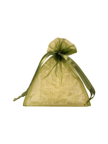 Flat Organza Bags, Olive, 4" x 5"