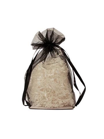 Gusseted Organza Bags, Black, 8" x 10"