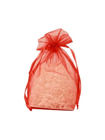 Gusseted Organza Bags, Red, 8" x 10"