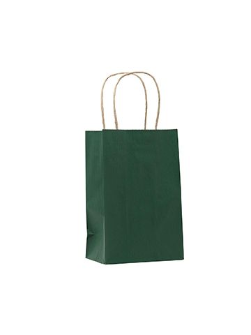 Forest Green, Small Shadow Stripe Paper Shopping Bags, 5-1/2" x 3-1/4" x 8-3/8" (Gem)