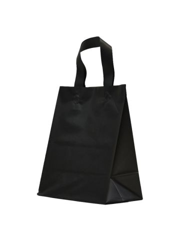 Black Frosted Shoppers with Loop Handles, 8" x 5" x 10" x 5"