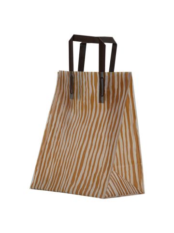 Brown Bamboo, Pattern Frosted Shoppers with Handles, 8" x 5" x 10" x 5"