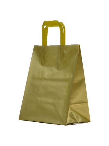 Gold, Medium Precious Metal Shoppers with Handles