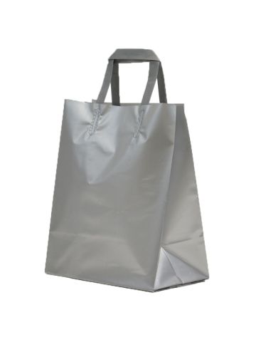 Silver, Medium Precious Metal Shoppers with Handles