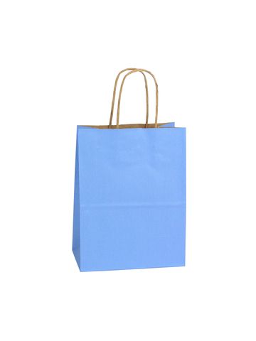 French Country Blue, Medium Shadow Stripe Paper Shopping Bags, 8" x 4-3/4" x 10-1/2" (Cub)