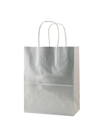 Silver, Medium Gloss Paper Shoppers