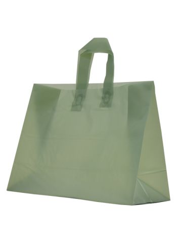 Sage Frosted Shoppers with Loop Handles, 16" x 6" x 12" x 6"