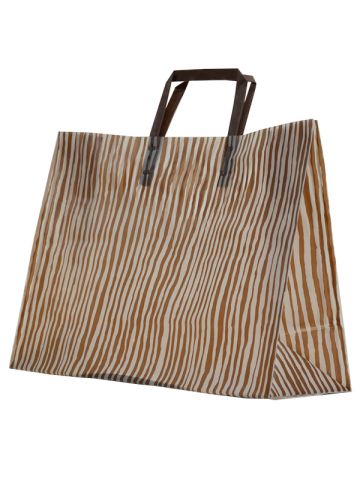 Brown Bamboo, Pattern Frosted Shoppers with Handles, 16" x 6" x 12" x 6"