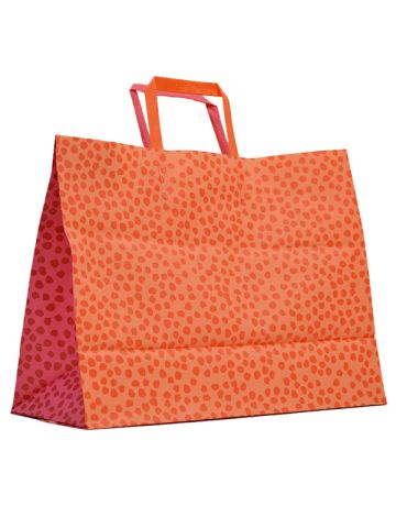 Orange & Pink Mosaic, Pattern Frosted Shoppers with Handles, 16" x 6" x 12" x 6"