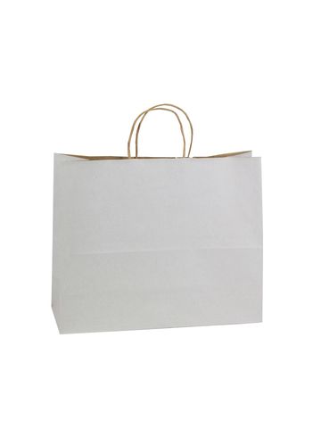 White, Large Shadow Stripe Paper Shopping Bags, 16" x 6" x 13" (Vogue)