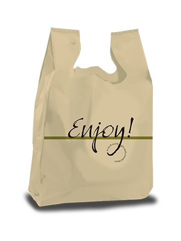 T Shirt Bag, 'Enjoy', Cream, 12" x 9" x 23"