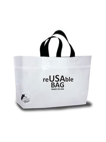 ReUSAble' White, Ameritote Soft Loop Carryout Bags