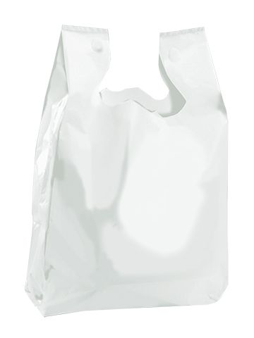 T Shirt Bag, White, 11.5" x 6.5" x 21.5"