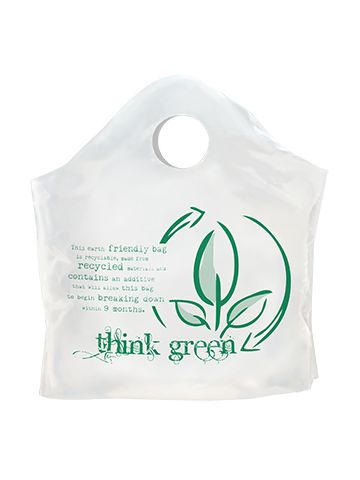 Superwave Carryout Bags, 'Think Green' White, 1.5 Mil, 19" x 18" + 9.5"