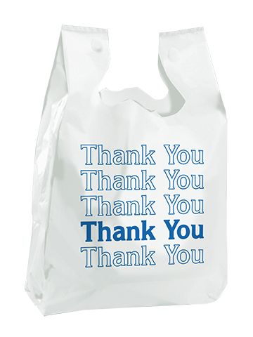 T Shirt Thank You Bag, White, 11.5" x 6.5" x 21.5"