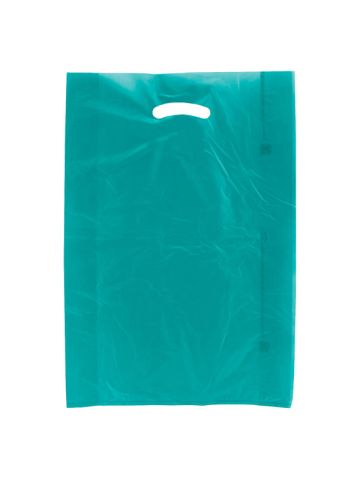 Teal, Plastic Merchandise Bags, 13" x 3" x 21"
