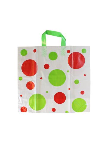 Dots, Printed Plastic Holiday Bags, 16" x 15" x 6"