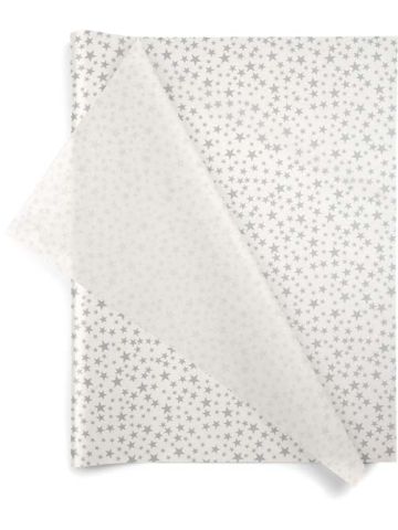 Silver Stars on White, Patterns Tissue Paper