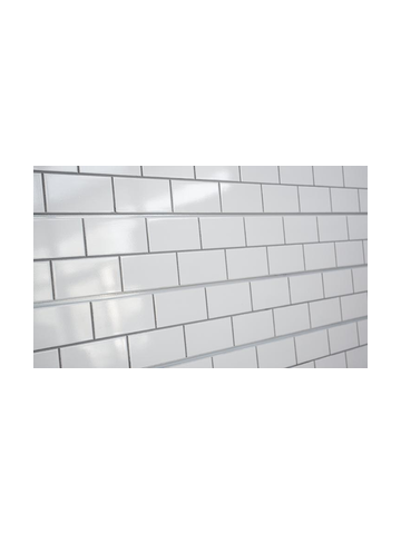 3D Subway Tile Textured Slatwall, White w/ White Grout