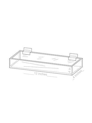 Acrylic Slatwall Display Trays, 12" x 4" x 4"