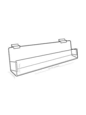 Acrylic J Racks Shelves for Slatwall with closed ends, 24"