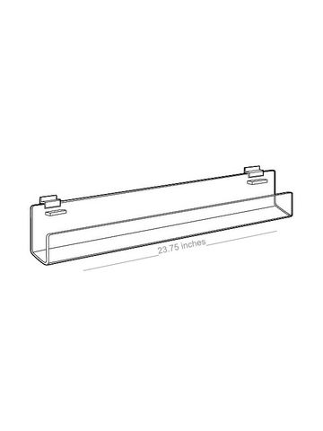 Acrylic J Rack 20 deg. Tilt Back for Slatwall with open ends, 24"