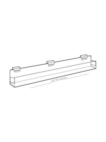 Acrylic J Rack 20 deg. Tilt Back for Slatwall with closed ends, 24"