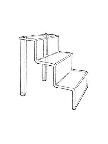 Acrylic Clear Three Step Stairs, 6.25" x 6" x 6.5"