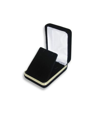 Black Velvet with Gold Trim Hinged Jewelry Boxes, for Pendant/ Earring with Flap