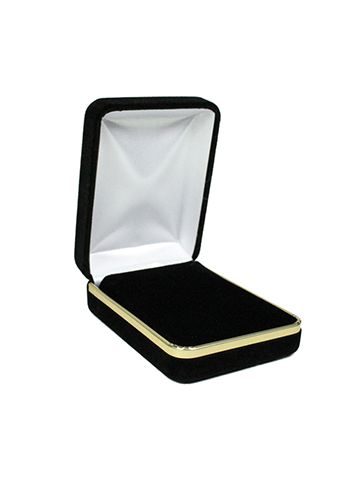 Black Velvet with Gold Trim Hinged Jewelry Boxes, for Pendant/ Earring