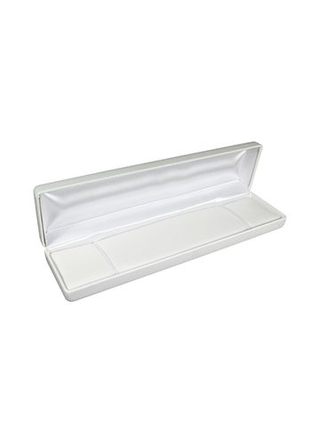 White Faux Leather Hinged Jewelry Boxes, for Bracelet/ Watch