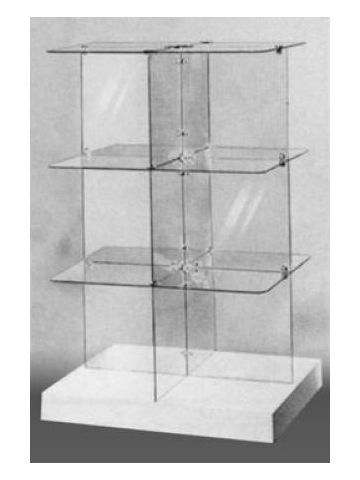 14" Square, Glass Radius Tower Display, Chrome