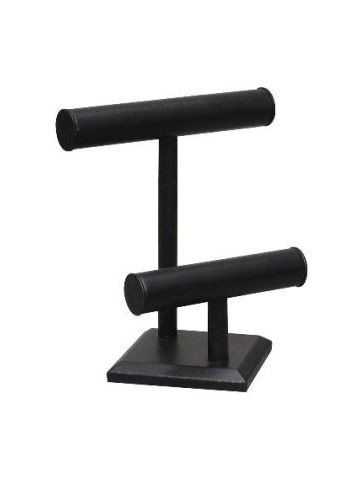 Black, Round 2 Level T Bar Necklace/Bracelet Stand