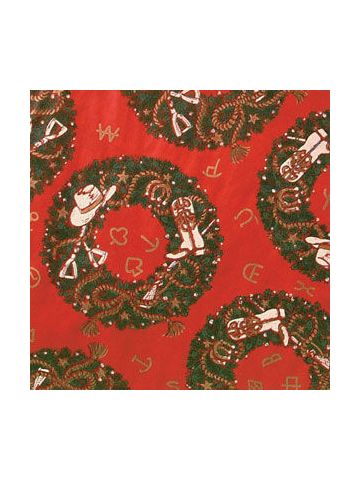 Christmas Western Gift Wrap, Christmas Wreath